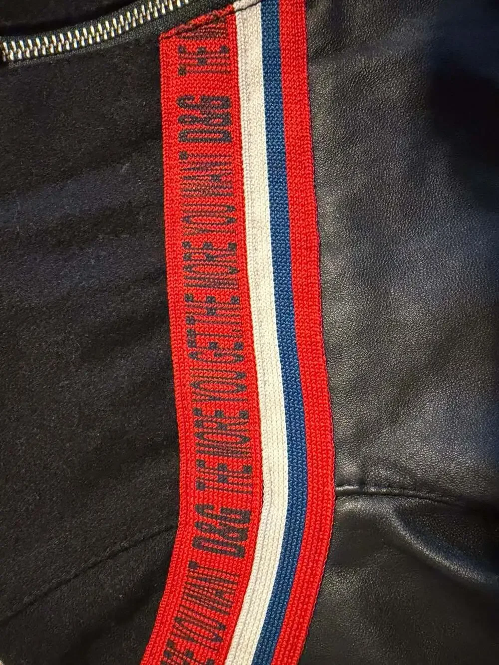 D&G Junior Sz 8 Black Lamb skin and Wool  Striped Bomber Jacket See Description